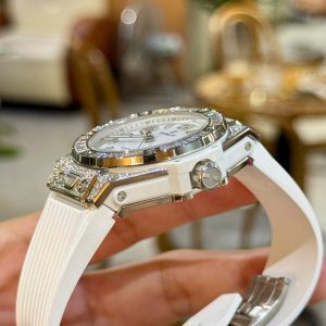 Đồng Hồ Hublot Dây Cao Su Màu Trắng Đính Full Đá Big Bang One Click 39mm (2)