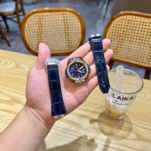Đồng Hồ Hublot Màu Xanh Dương Big Bang One Click Đính Đá Replica 39mm (9)