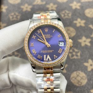 Đồng Hồ Nữ Rolex Fake Máy Cơ Nhật DateJust Mặt Số Màu Tím 31mm (1)