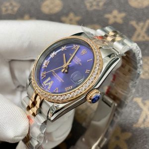 Đồng Hồ Nữ Rolex Fake Máy Cơ Nhật DateJust Mặt Số Màu Tím 31mm (1)