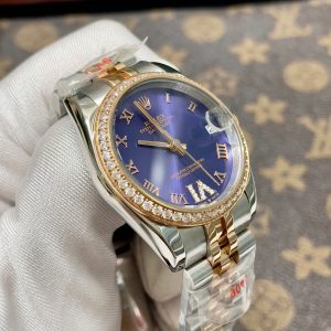 Đồng Hồ Nữ Rolex Fake Máy Cơ Nhật DateJust Mặt Số Màu Tím 31mm (1)
