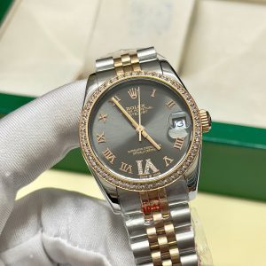 Đồng Hồ Nữ Rolex Fake Máy Cơ Nhật DateJust Mặt Số Xám 31mm (1)