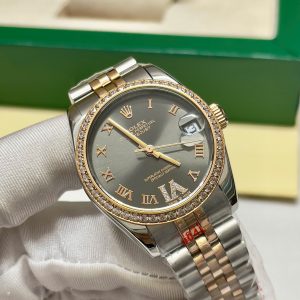 Đồng Hồ Nữ Rolex Fake Máy Cơ Nhật DateJust Mặt Số Xám 31mm (1)