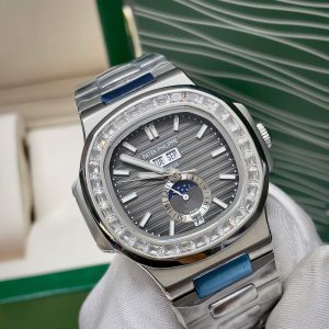 Đồng Hồ Patek Philippe Nam Đính Đá Máy Cơ Nhật Nautilus 5726 Fake 41mm (7)