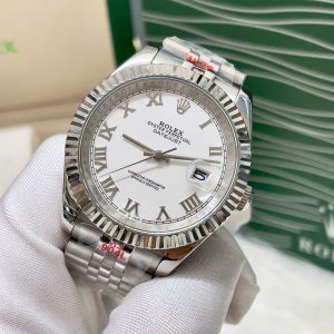 Đồng Hồ Rolex DateJust Fake Máy Cơ Nhật Mặt Trắng Số La Mã 38-41mm (3)