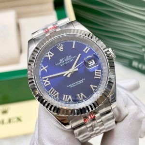 Đồng Hồ Rolex DateJust Fake Máy Cơ Nhật Mặt Xanh Số La Mã 38-41mm (4)
