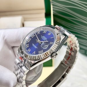 Đồng Hồ Rolex DateJust Fake Máy Cơ Nhật Mặt Xanh Số La Mã 38-41mm (4)
