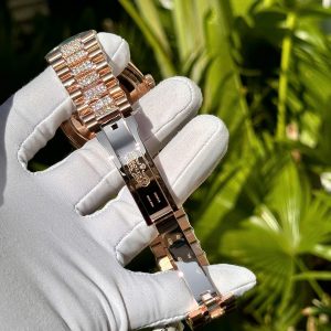 Đồng Hồ Rolex Day-Date Phủ Vàng Đính Moissanite Cọc Số 7 Màu 40mm (8)