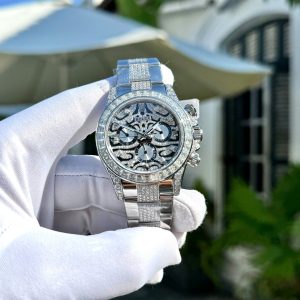 Đồng Hồ Rolex Daytona Mắt Hổ Đính Full Đá Moissanite Chế Tác 40mm (1)