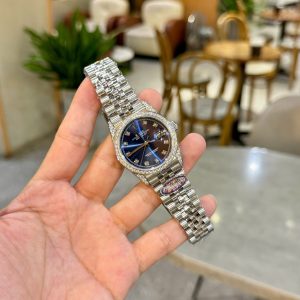 Đồng Hồ Rolex Đính Đá Moissanite DateJust 126234 Mặt Màu Xanh 36mm (6)