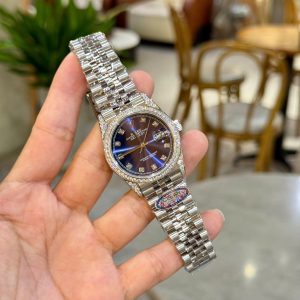 Đồng Hồ Rolex Đính Đá Moissanite DateJust 126234 Mặt Màu Xanh 36mm (6)