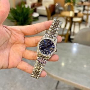 Đồng Hồ Rolex Đính Đá Moissanite DateJust 126234 Mặt Màu Xanh 36mm (6)