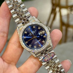 Đồng Hồ Rolex Đính Đá Moissanite DateJust 126234 Mặt Màu Xanh 36mm (6)