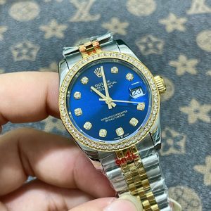 Đồng Hồ Rolex Fake Giá Rẻ Máy Pin Mặt Số Xanh Dương DateJust 31mm (7)