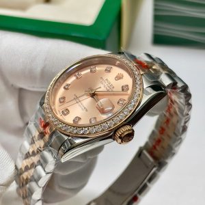 Đồng Hồ Rolex Fake Giá Rẻ Máy Pin Nhật Viền Đính Đá Nữ 31mm (1)