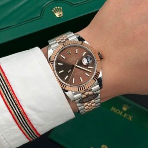 Đồng Hồ Rolex Nam Rep 11 DateJust Mặt Số Nâu Chocolate Clean 41mm (7)