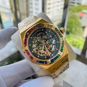 Đồng Hồ Audemars Piguet Fake Máy Cơ Nhật Royal Oak Skeleton Rainbow 41mm (8)