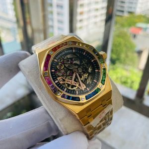 Đồng Hồ Audemars Piguet Fake Máy Cơ Nhật Royal Oak Skeleton Rainbow 41mm (8)