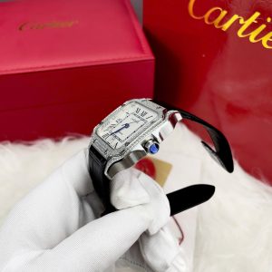 Đồng Hồ Cartier Automatic Nam Đính Đá Dây Da Fake Nhật 40mm (1)