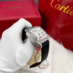Đồng Hồ Cartier Automatic Nam Đính Đá Dây Da Fake Nhật 40mm (1)
