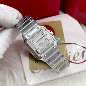 Đồng Hồ Cartier Santos Fake Cao Cấp Mặt Xanh Máy Cơ Nhật 40mm (7)