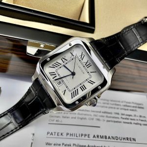 Đồng Hồ Cartier Santos Fake Máy Cơ Nhật Automatic Nam Dây Da 40mm (8)