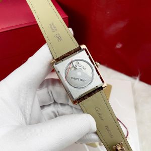 Đồng Hồ Cartier Tank Fake Máy Cơ Nhật Nam Dây Da Màu Nâu 40mm (4)