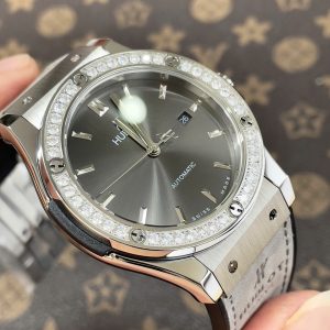 Đồng Hồ Hublot Nam Đính Đá Fake Máy Cơ Nhật Màu Xám Lông Chuột 38-42mm (3)