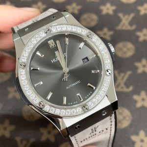 Đồng Hồ Hublot Nam Đính Đá Fake Máy Cơ Nhật Màu Xám Lông Chuột 38-42mm (3)