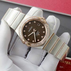 Đồng Hồ Omega Constellation Fake Cao Cấp Mặt Chocolate Đính Đá Máy Thụy Sỹ (7)
