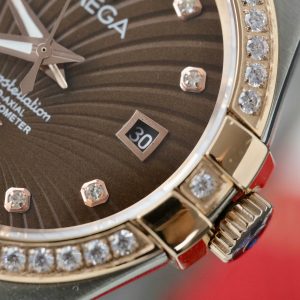Đồng Hồ Omega Constellation Fake Cao Cấp Mặt Chocolate Đính Đá Máy Thụy Sỹ (7)
