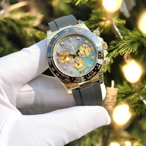 Đồng Hồ Rolex Cosmograph Daytona Mặt Số Vân Ốc Đính Moissanite Dây Cao Su 40mm (3)