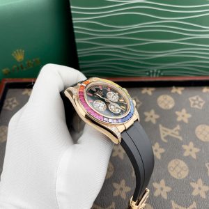 Đồng Hồ Rolex Daytona Rainbow Fake Nhật Dây Cao Su Màu Đen 40mm (2)