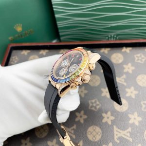 Đồng Hồ Rolex Daytona Rainbow Fake Nhật Dây Cao Su Màu Đen 40mm (2)