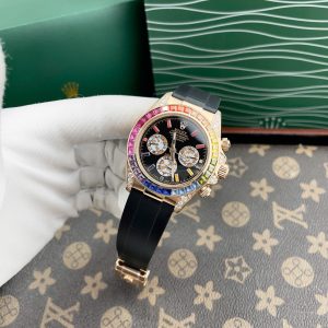 Đồng Hồ Rolex Daytona Rainbow Fake Nhật Dây Cao Su Màu Đen 40mm (2)