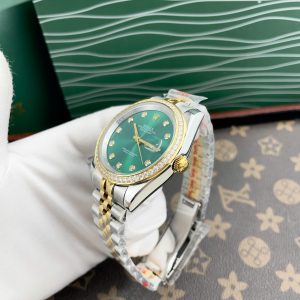 Đồng Hồ Rolex Máy Nhật Mặt Số Xanh Bạc Hà Đính Đá DateJust 36-41mm (1)