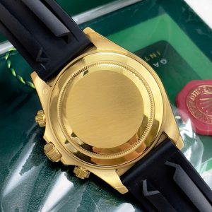 Đồng Hồ Rolex Nam Đính Đá Mặt Số Màu Vàng Dây Cao Su Fake Nhật 40mm (1)