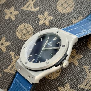 Đồng Hồ Hublot Automatic Nam Mặt Xanh Blue Vỏ Nhám Fake Máy Nhật 42mm (1)