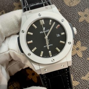 Đồng Hồ Hublot Automatic Nam Màu Đen Vỏ Nhám Fake Máy Cơ Nhật 42mm (1)