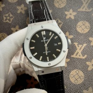 Đồng Hồ Hublot Automatic Nam Màu Đen Vỏ Nhám Fake Máy Cơ Nhật 42mm (1)