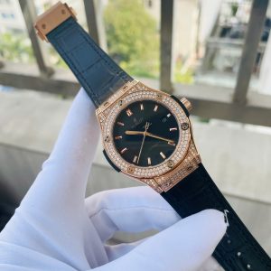 Đồng Hồ Hublot Nam Đính Đá Dây Cao Su Fake Máy Cơ Nhật 38-42mm (1)
