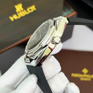 Đồng Hồ Hublot Orlinski Nam Đính Đá Dây Cao Su Màu Đen Máy Cơ Nhật 44mm (1)