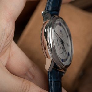 Đồng Hồ Omega De Ville Prestige Power Reserve Replica Dây Da Màu Xanh (9)