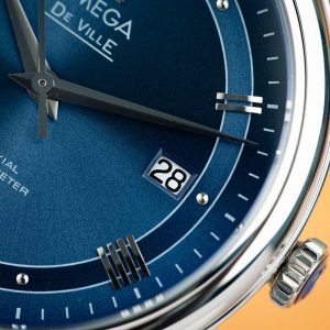 Đồng Hồ Omega De Ville Prestige Replica Cao Cấp Mặt Số Xanh Dây Da 39 (1)