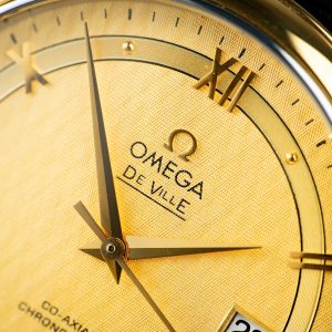 Đồng Hồ Omega De Ville Prestige Replica Cao Cấp Mặt Vàng Dây Da 39 (9)