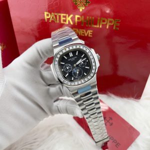 Đồng Hồ Patek Philippe Automatic Nhật Mặt Số Đen Đính Đá Nautilus 5740 40mm (3)