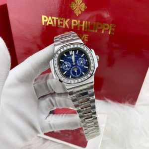 Đồng Hồ Patek Philippe Automatic Nhật Mặt Số Xanh Đính Đá Nautilus 5740 40mm (1)