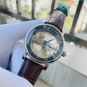 Đồng Hồ Patek Philippe Cơ Lộ Máy Nhật Nam Dây Da Màu Xanh Fake 41mm (4)