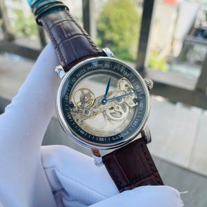 Đồng Hồ Patek Philippe Cơ Lộ Máy Nhật Nam Dây Da Màu Xanh Fake 41mm (4)