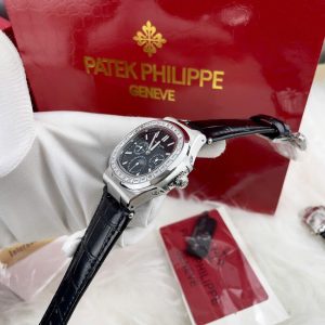 Đồng Hồ Patek Philippe Fake Máy Nhật Nam Đính Đá Màu Đen 40mm (3)